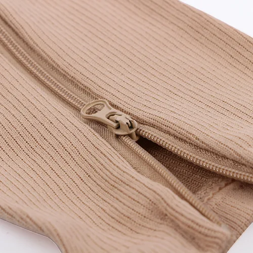 Imagen 2 del producto Medias de compresión 30 a 40 mmhg varicosas Color sólido cremallera medias deportivas mujeres medias de tubo medio adelgazantes al por mayor