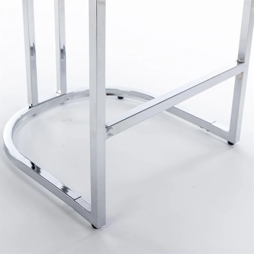 Conjunto de 2 bancos de bar com altura de balcão, bancos de bar estofados em veludo com pernas de base de metal resistente, capitoné de botão e acabamento de cabeçotes