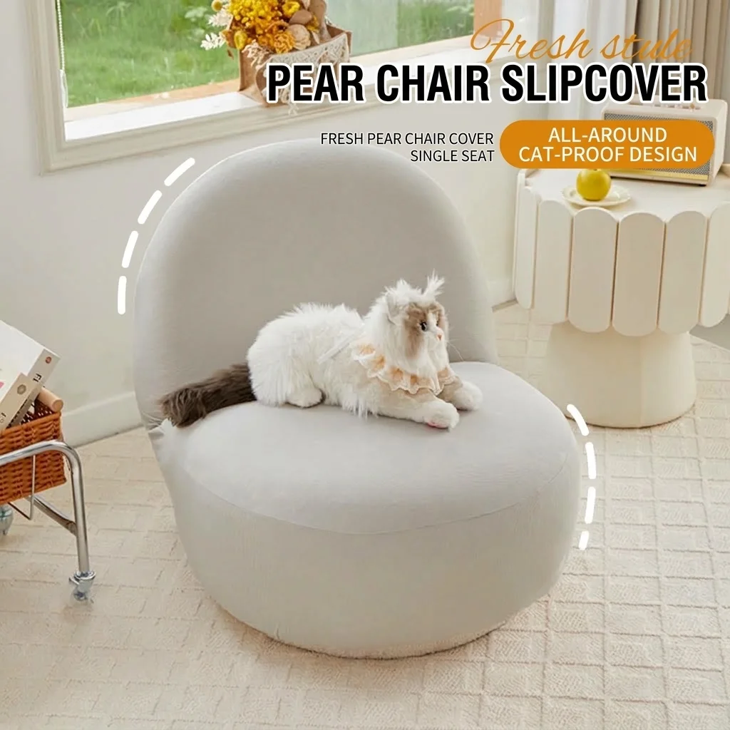 Heavy Duty Stretch Armchair Slipcover High Elastic Single Seat Sofa Protector Washable Replacement Cover for Round Fat Chair