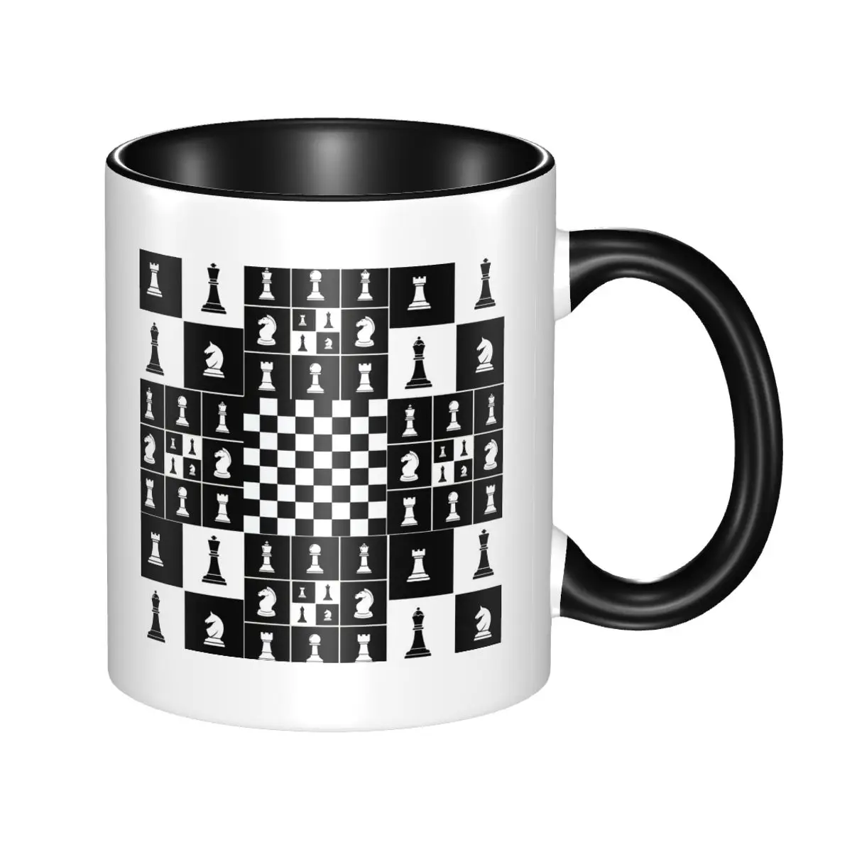 Gambit Mug: Strategic Chessboard & Pieces Ceramic