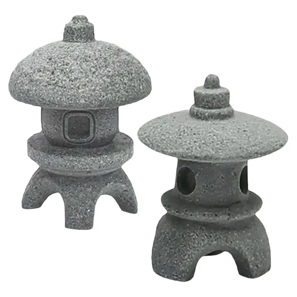 

2Pcs Japanese Garden Decor Mini Bonsai Aquarium Garden Stone Japanese Style Sandstone Pagoda Pagoda Statue