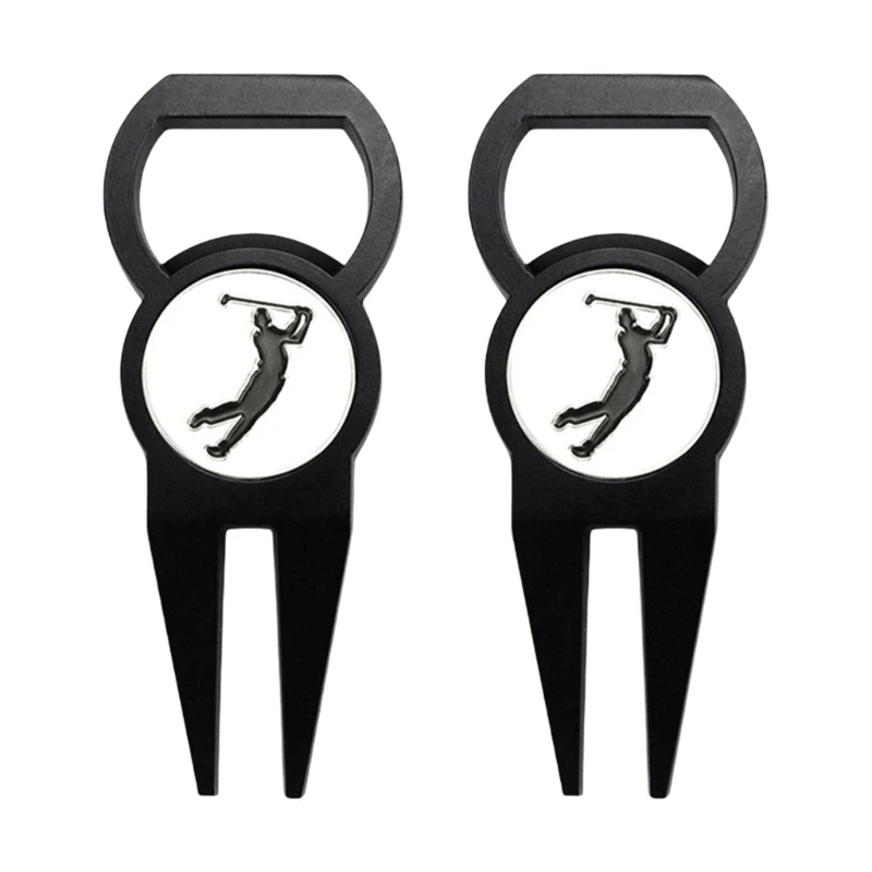 

31KC 2Pcs Golf Green Fork Tool Ball Marker Divot Repair Tool Putting Green Fork