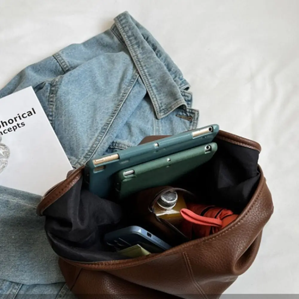 

Korean Style Lichee Pattern Tote Bag Tote Bag PU Leather Large Capacity Handbag Large Capacity Solid Color Underarm Packs Girls