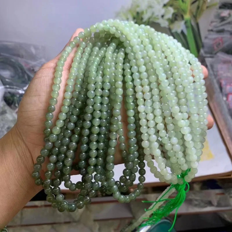 

Браслет из натурального нефрита Цинхай, 6 мм, круглые бусины, 108 бусин Будды, градиентный цвет, многослойный, Хэтиан