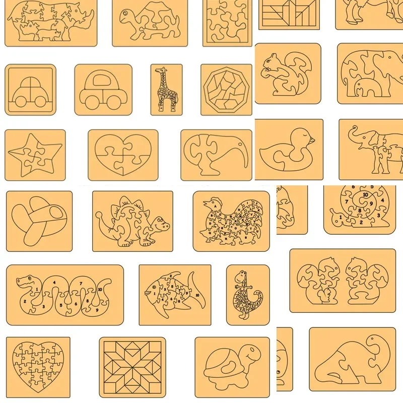 114 Puzzle Vector 2D Children Toy SVG CDR DXF Ai EPS Laser Cut CNC Cricut Design Bundle Files