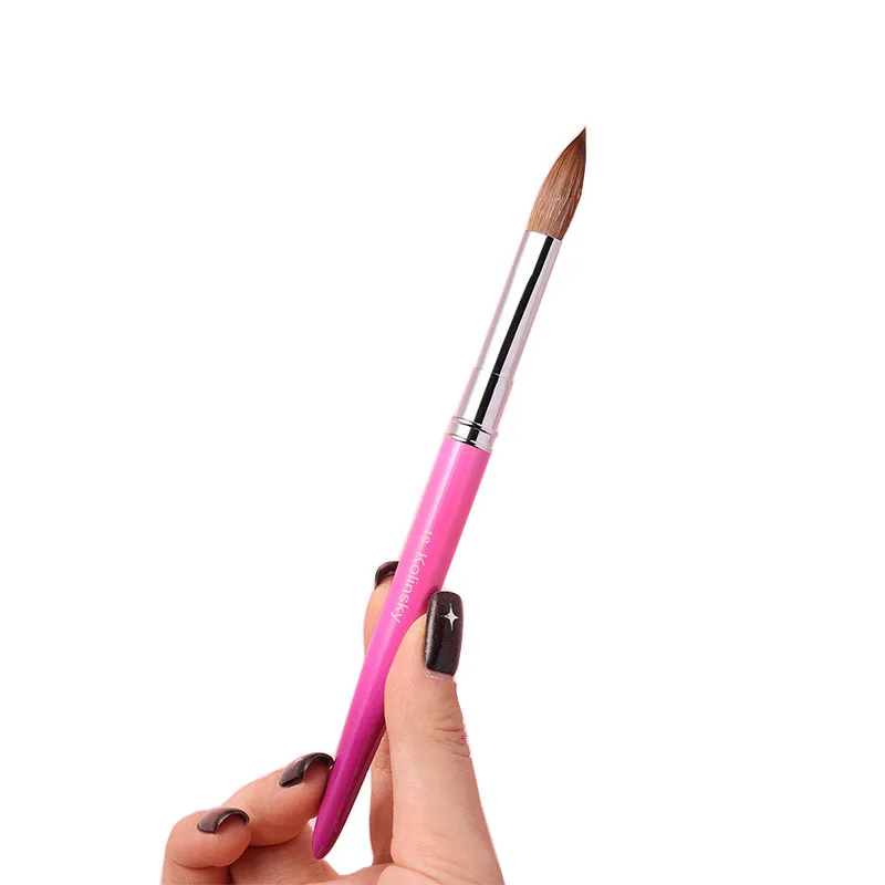 Kolinsky – brosse pour Nail Art, 1 pièce, acrylique, Gel UV, stylo de sculpture, poudre liquide, bricolage, peinture des ongles, outils de dessin, taille 2-18