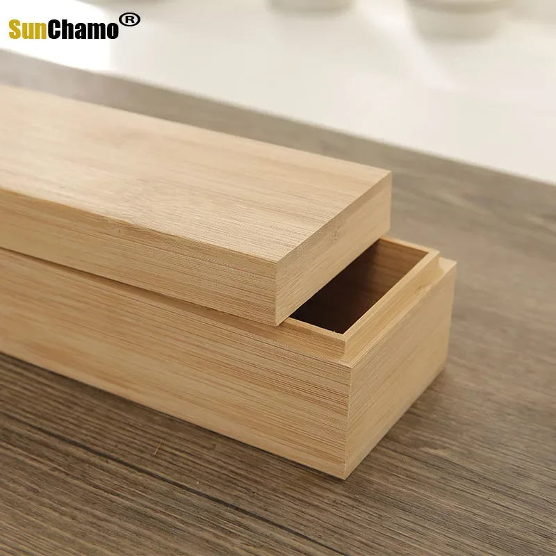 DIY House Storage Box Natural Wooden Postcard Home Organizer Handmade Craft Jewelry Case 19.5x8.5x7CM Bamboo box