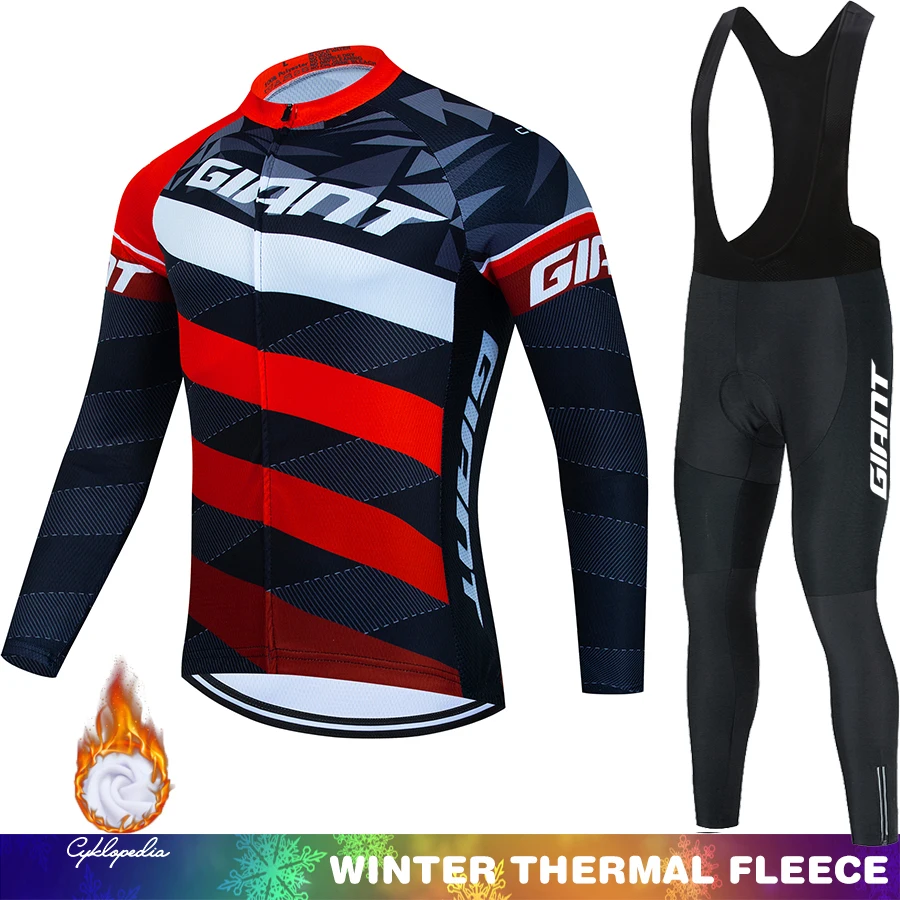 

GIANT Thermal Cycling Jersey Men Bike Winter Fleece Bib Men's Shirt Clothes Man 2025 Sportswear Set Jumper Clothing Sets Bicycle
