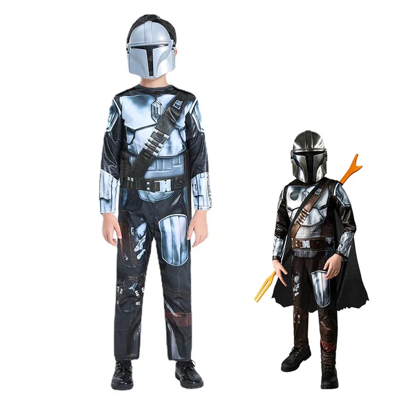 

The Mandalorian Outfits Jumpsuits Cloak Galaxy Bounty Hunter Cosplay Anime Clothing Halloween Costume for Kids Carnival Masks