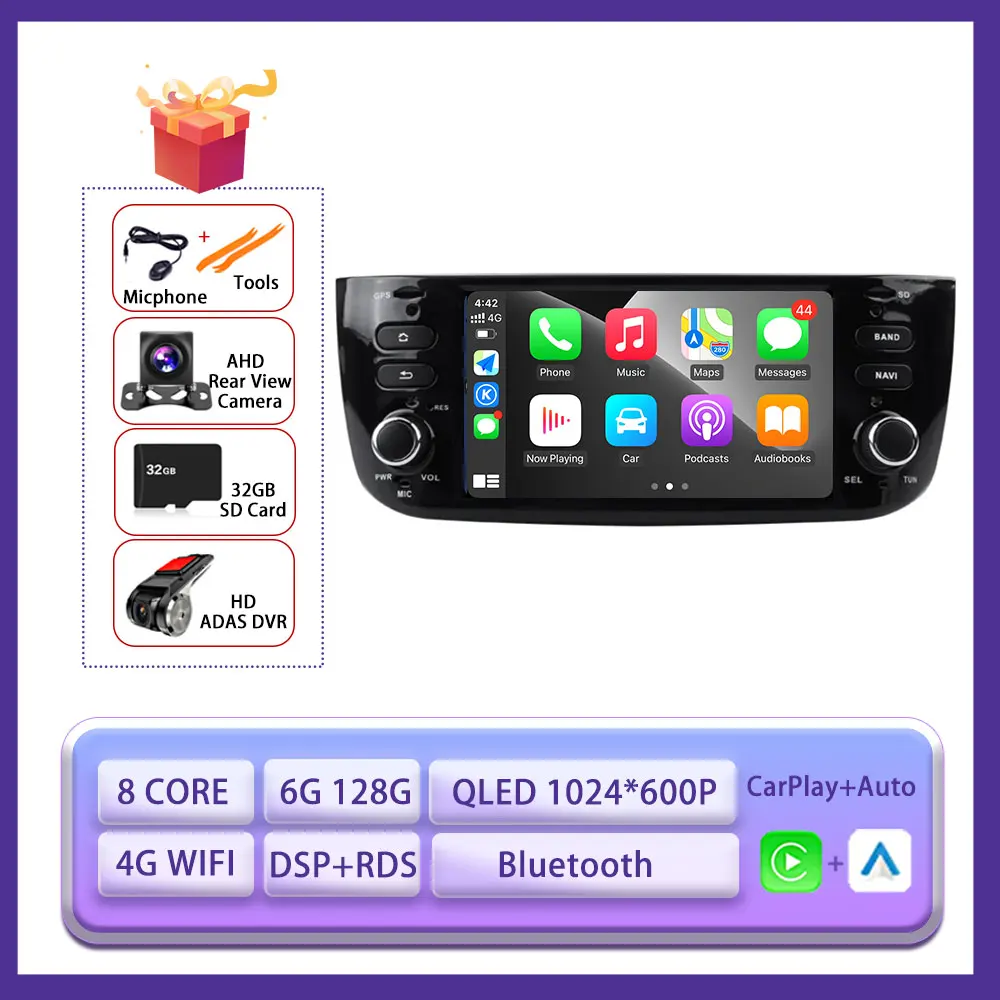 6.2 "Android 15 Auto Carplay Radio Voor Fiat Linea Punto EVO 2012-2015 Stereo Autoradio Multimedia Speler GPS Navi scherm Gereedschap