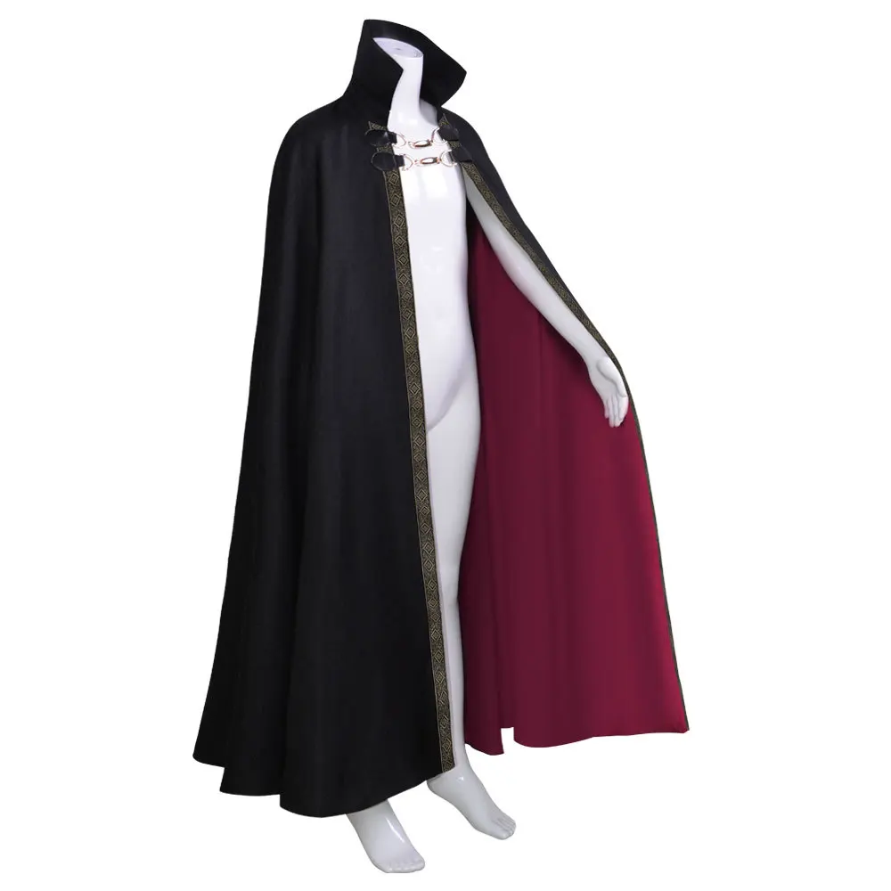 Halloween Vampire Costume Dracula Devil Witch Stand Collar Cosplay Cape Medieval Gothic Steampunk Cloak with Metal Chain - view 3