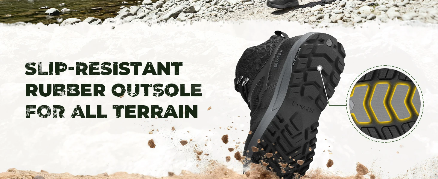FitVille Extra Breite Wanderschuhe Mittelhohe Leder-Kletterschuhe für Herren Wasserfeste Trekkingstiefel mit Gewölbeunterstützung Rutschfest – Detail 3