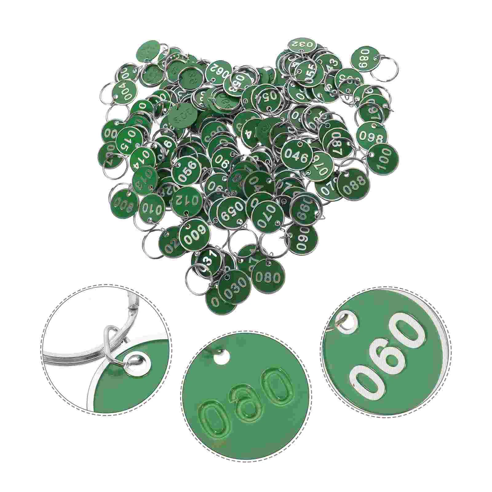 100 Pcs Crochet Figure Base Stand Digital Hand Number Stickers Metal Key Tags with Ring Office Support