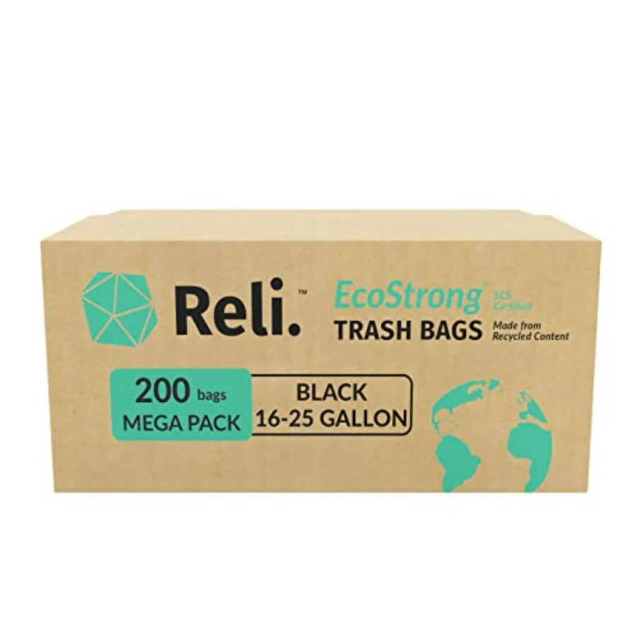 

EcoStrong 16-25 Gallon Trash Bags 200 Count Bulk Black Eco-Friendly Made from Recycled Material