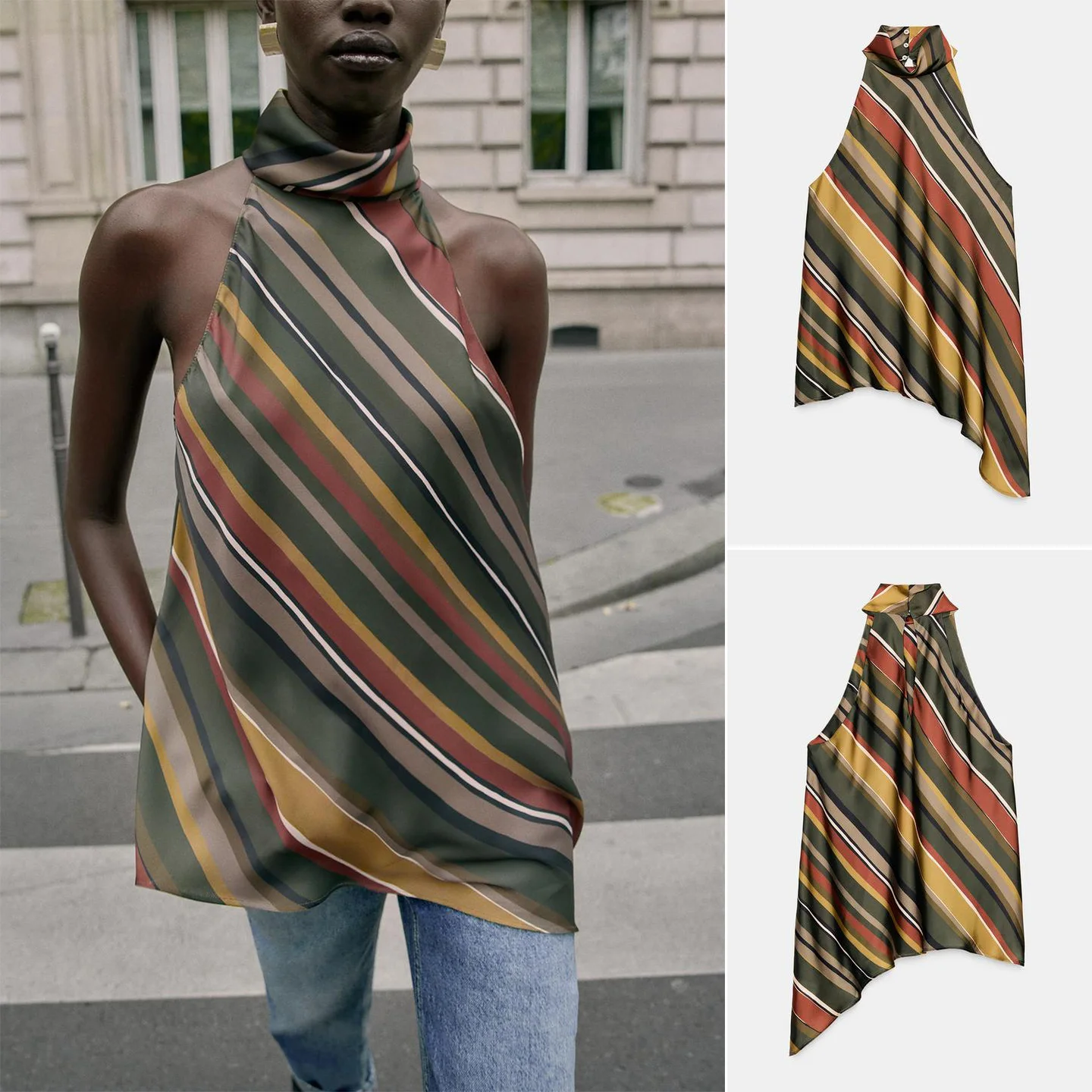 خريف شتاء جديد المرأة تصميم تحسس بسيط Sle شنقا Ne Line شريط غير متناظرة أعلى الفرنسية Sle ألياف البوليستر...