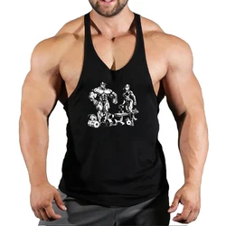 Casual Printed Tank Tops Men Bodybuilding Sleeveless Shirt Cotton Gym Fitness Workout Clothes Stringer Singlet Male Summer Vest