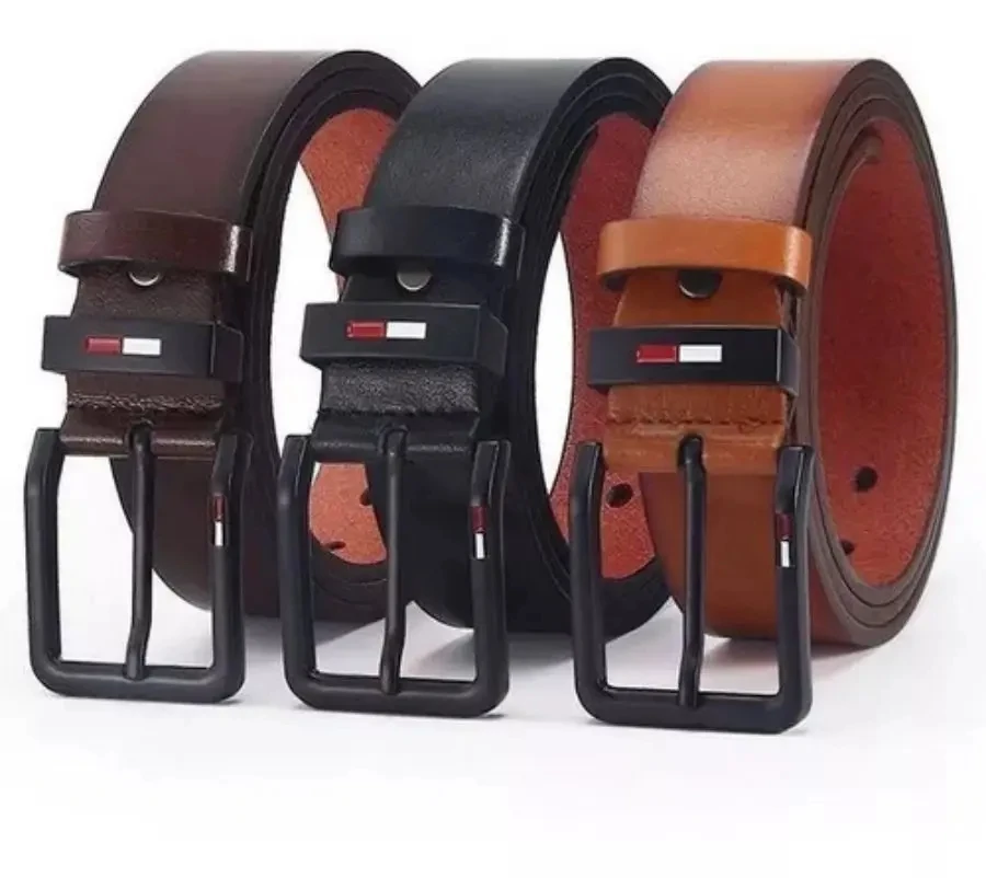 Men\'s PU Leather Alloy Pin Square Buckle Belt BusinessLeisure Belts 2023 Fashion Black Coffee Brown WaistBelts for Men