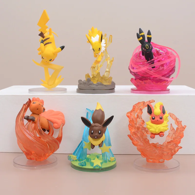 

Pokemon Anime Toy Pikachu Eevee Family Sylveon Charmander Bulbasaur Vulpix Scene Figure Model Decoration Kids Birthday Gift