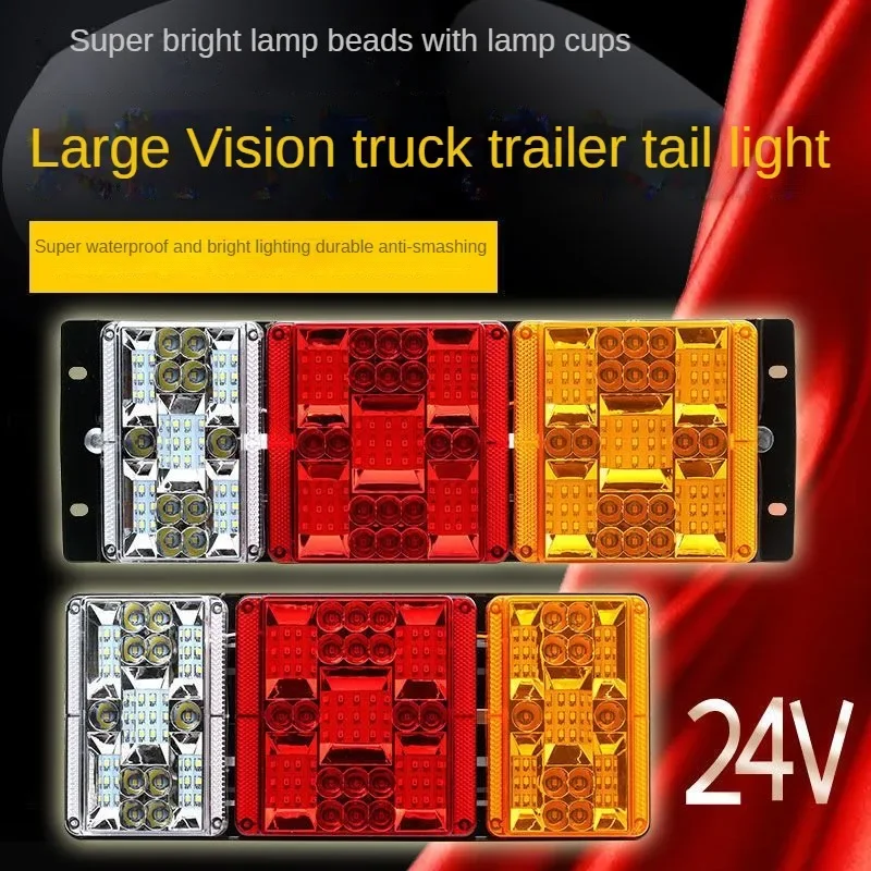 Pop 2pcs Led Super Bright Large Field View 24V Rear Tail Light For Large Trucks Semi Trailer Waterproof Rear Taillight Assembly