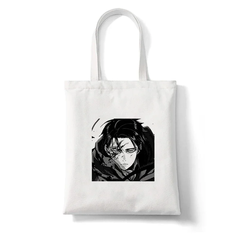 Japanese Anime Levi Attack on Titan Casual Large Capacity Shoulder Bags Shopper Canvas Harajuku Print Handbags Cheap