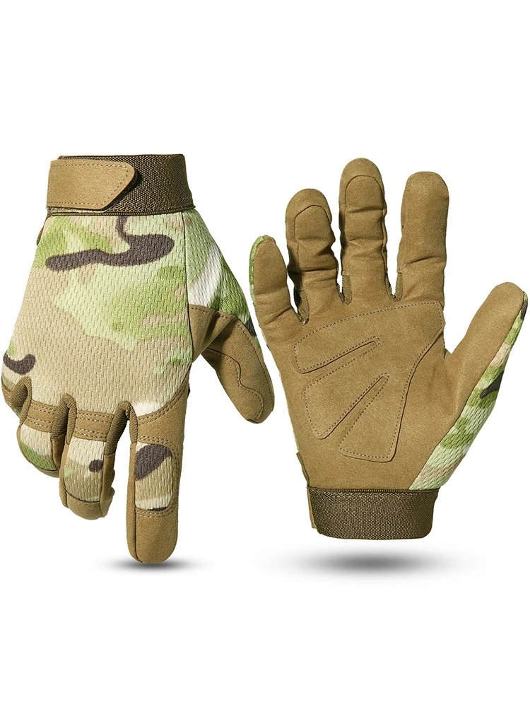 AliExpress mvptoo Camo Tactical Gloves Anti-skid Bicycle Airsoft Motorcycle Shooting Hunting Paintball Work Bike Gear Non-slip Full Finger Men