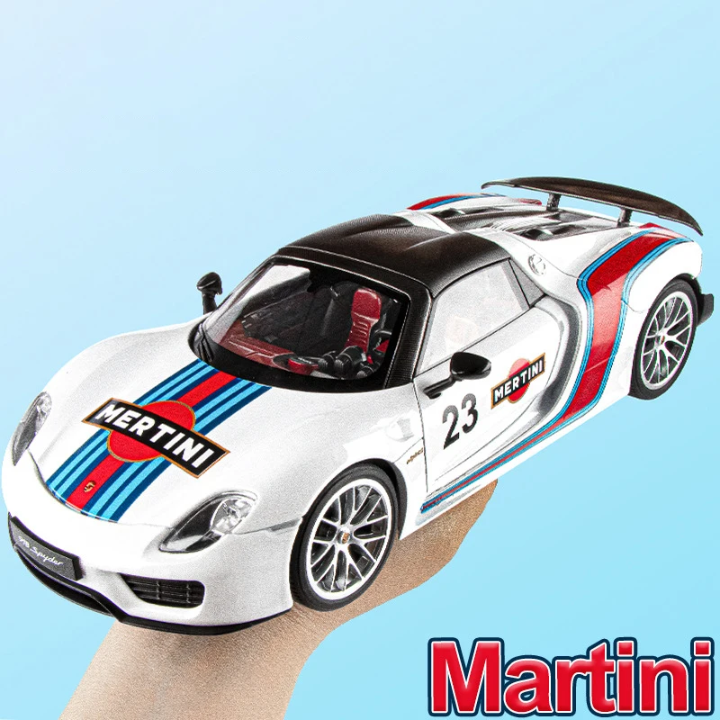 

1:18 918 Spyder Martini Supercar Alloy Model Car Toy Diecasts Metal Casting Sound and Light Car Toys For Children Vehicle