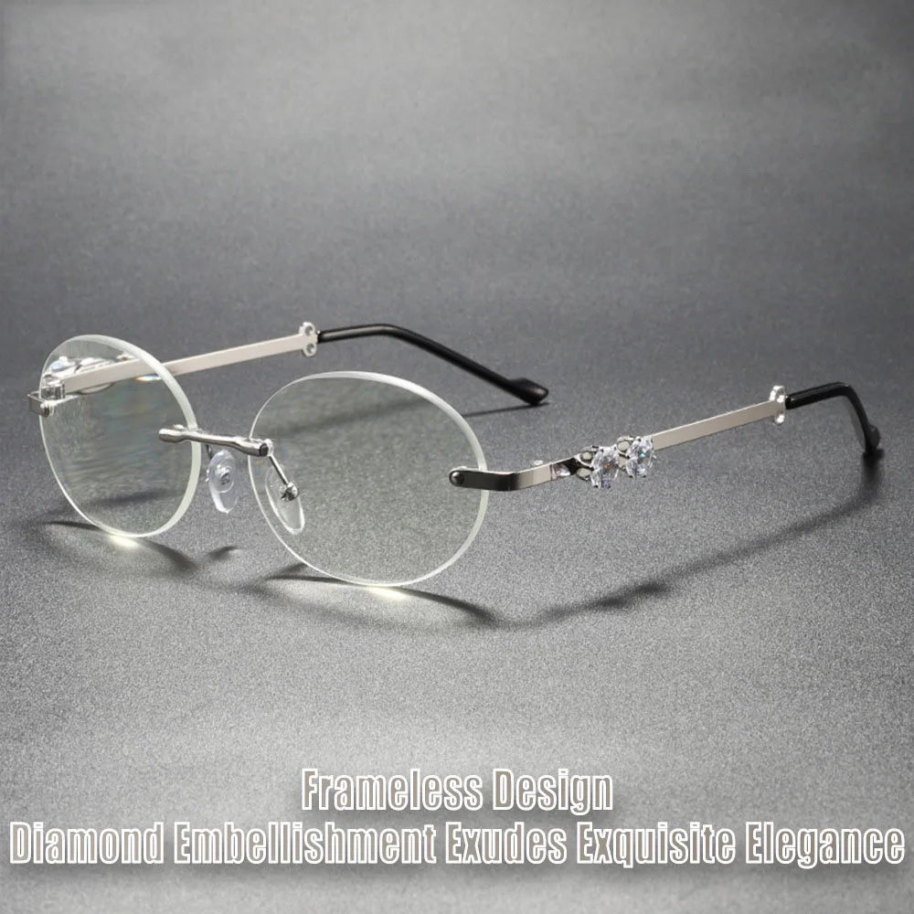 2025 Neue randlose Lesebrille, modisch, vielseitig, mit Diamanten eingelegt, Leser, Mann und Frau, hochwertiges Anti-Bulett, Brille