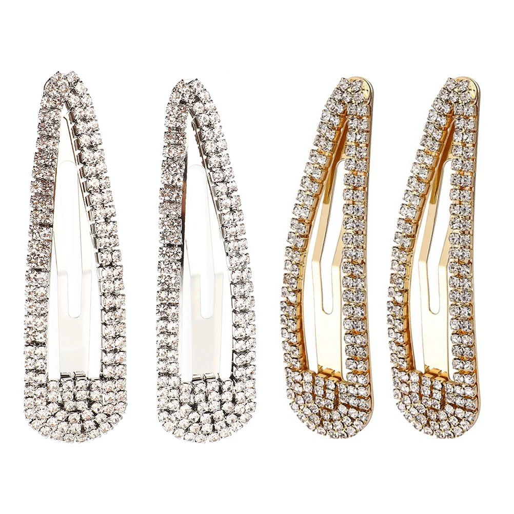 

4 Pcs Rhinestone Bb Clip Side Clamp Barrettes Snap Hair Clips Women Accessories for Girls