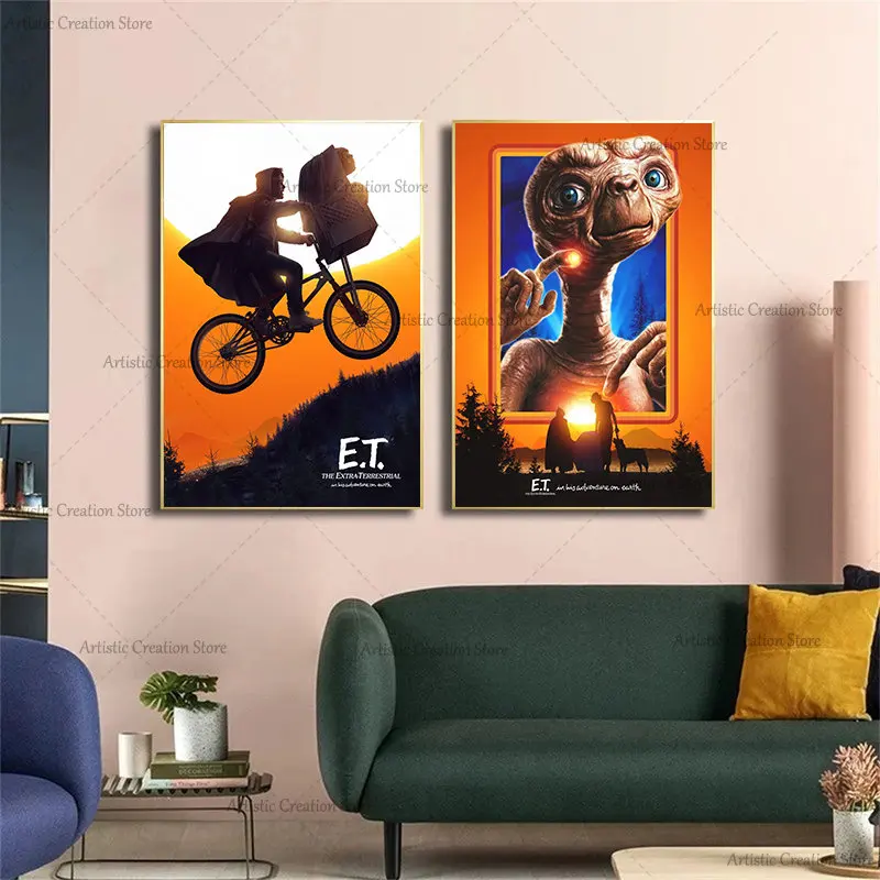 E.T. The Extra-Terrestrial Movie Posters Classic Sci-fi Film Art Canvas Prints Painting Wall Pictures Bedroom Wall Home Decor