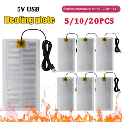 5/10/20pcs 5V USB Electric Heating Pads Warmer Element Film Heater Pads Warm Feet Knee Warmers Heat For Vest Jacket Shoes Socks