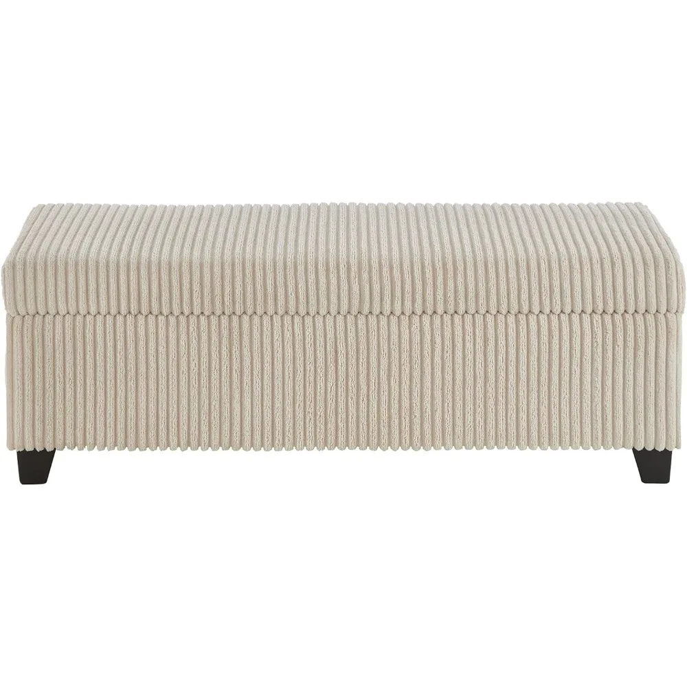 

48" Ottoman with Storage, Corduroy Storage Ottoman Bench for Bedroom, End of Bed Bench with Safety Hinge for Living Room, Entryw