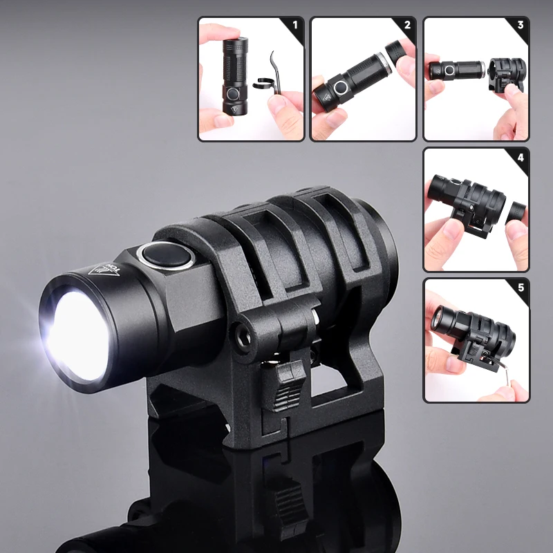 WADSN Metal Mini Strobe Flashlight FAST Helmet Light Hat Head Lamp 20mm Picatinny Rail System Outdoor Hunting Miniature Torch