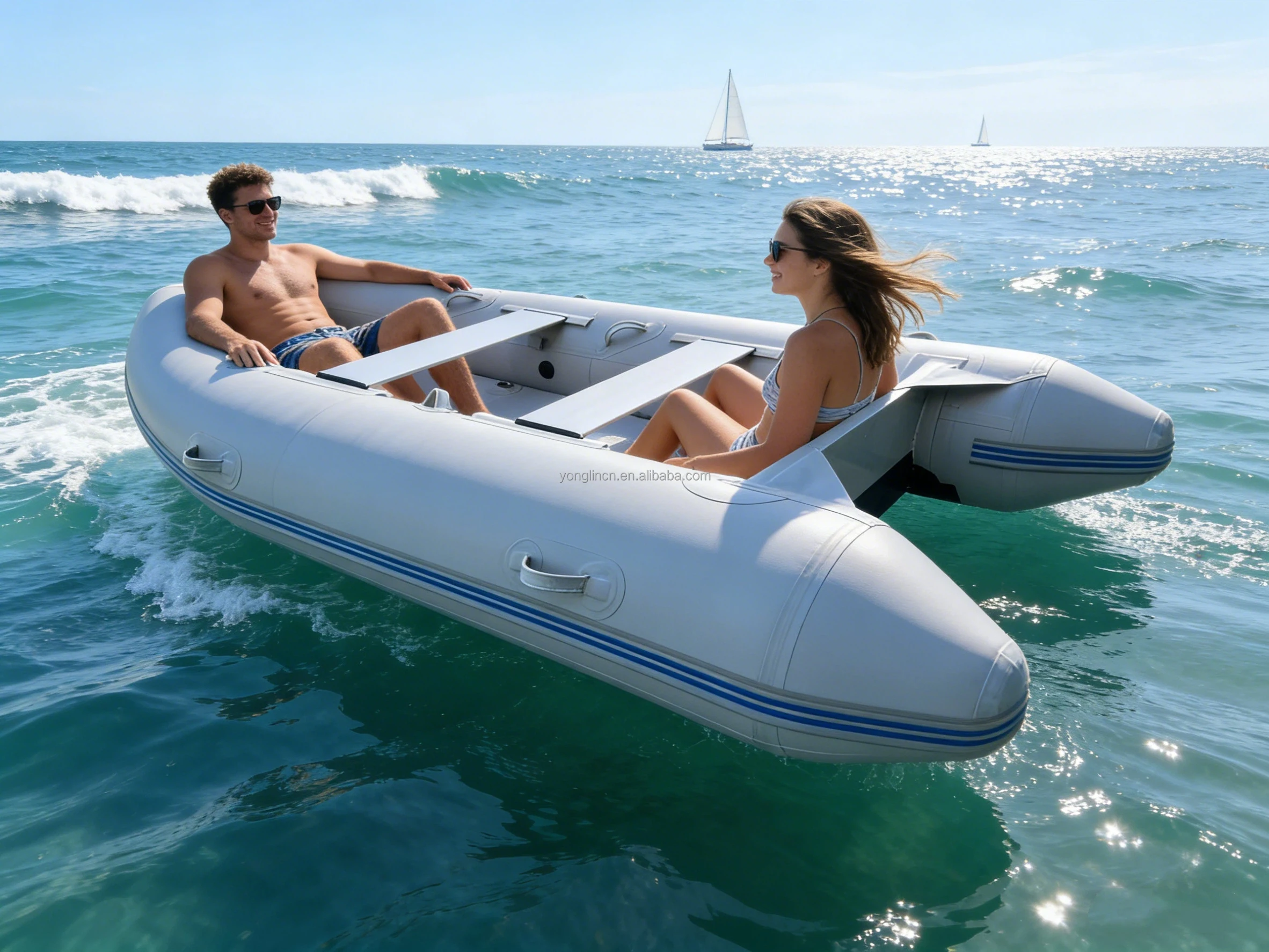 Heavy Duty PVC Marine Grade Inflatable Fishing Boat 2-4 Person Portable Dinghy With Motor Mount For Lake & River