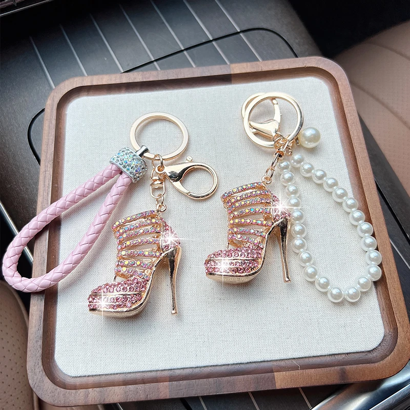 New Fashionable Hollow High Heels Bag Pendant Creative Shoes Car Keychain Exquisite Backpack Keychain Ring