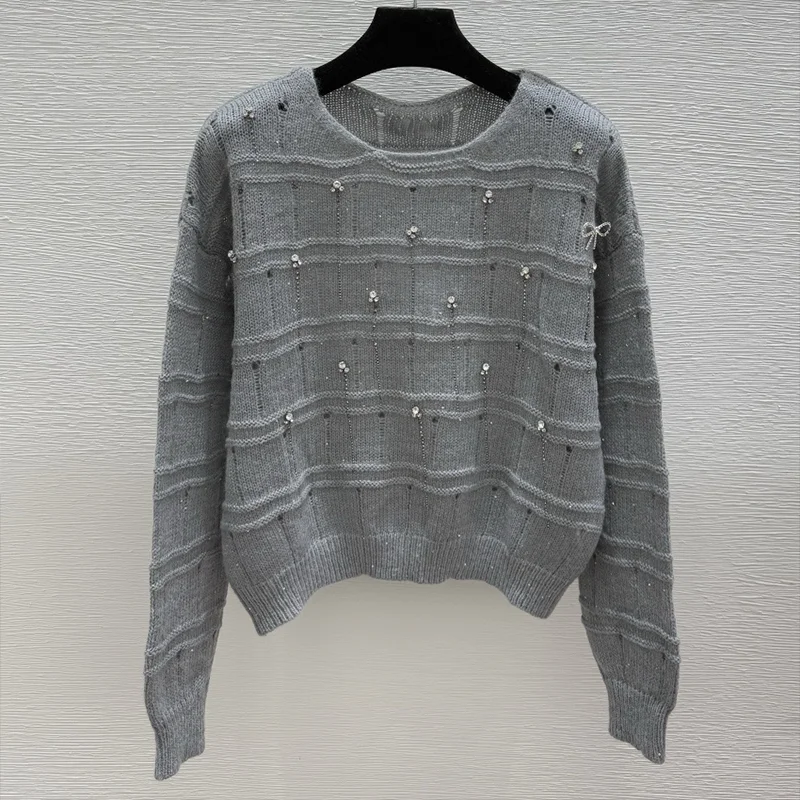 

Высококачественный женский свитер в корейском стиле с бриллиантами и стильным дизайнерским пуловером, популярный топ 251028190