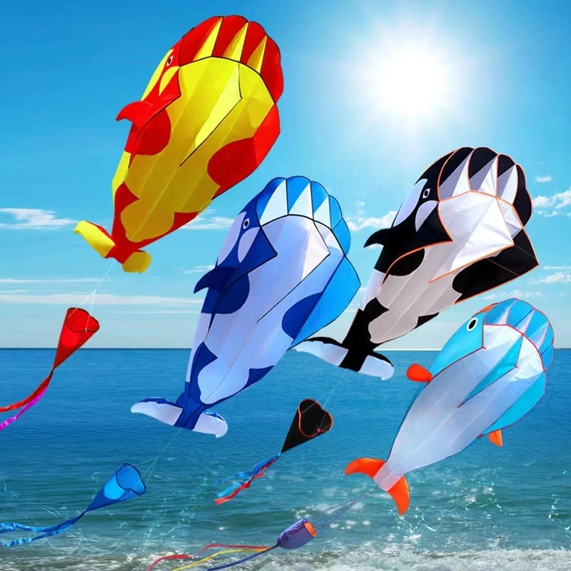 

free shipping large soft kite dolphin kite nylon kite line animated kites flying inflatable drag kite flying Kitestoys for kids