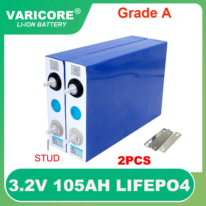 

2pcs Grade A 3.2V 105Ah LiFePO4 battery Lithium iron phospha DIY 4s 12V Motorcycle Electric Car Solar Inverter Boat Batteries