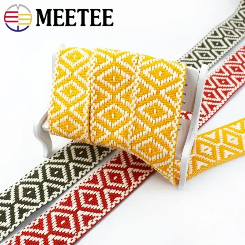 5/10M cotone Jacquard fettuccia 1.5mm di spessore nastro etnico 38mm borsa tracolla bagaglio Decor Bind Tape accessori per cucire fai da te