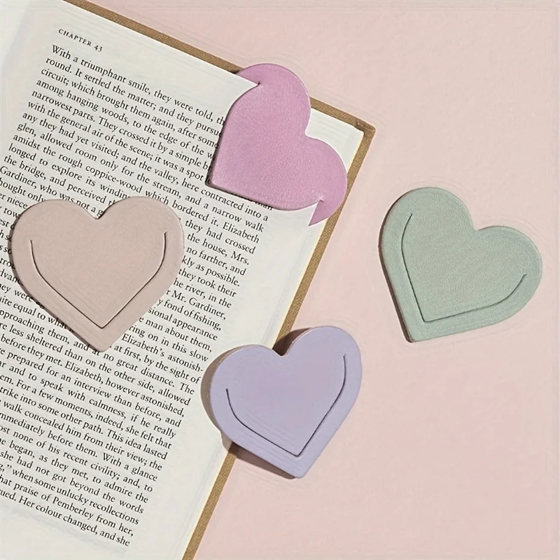 4Pcs Heart‑Shaped Handmade Bookmarks Add Color Charm for Your Reading Journey Symbol of Love for Literature & Knowledge Pursuit