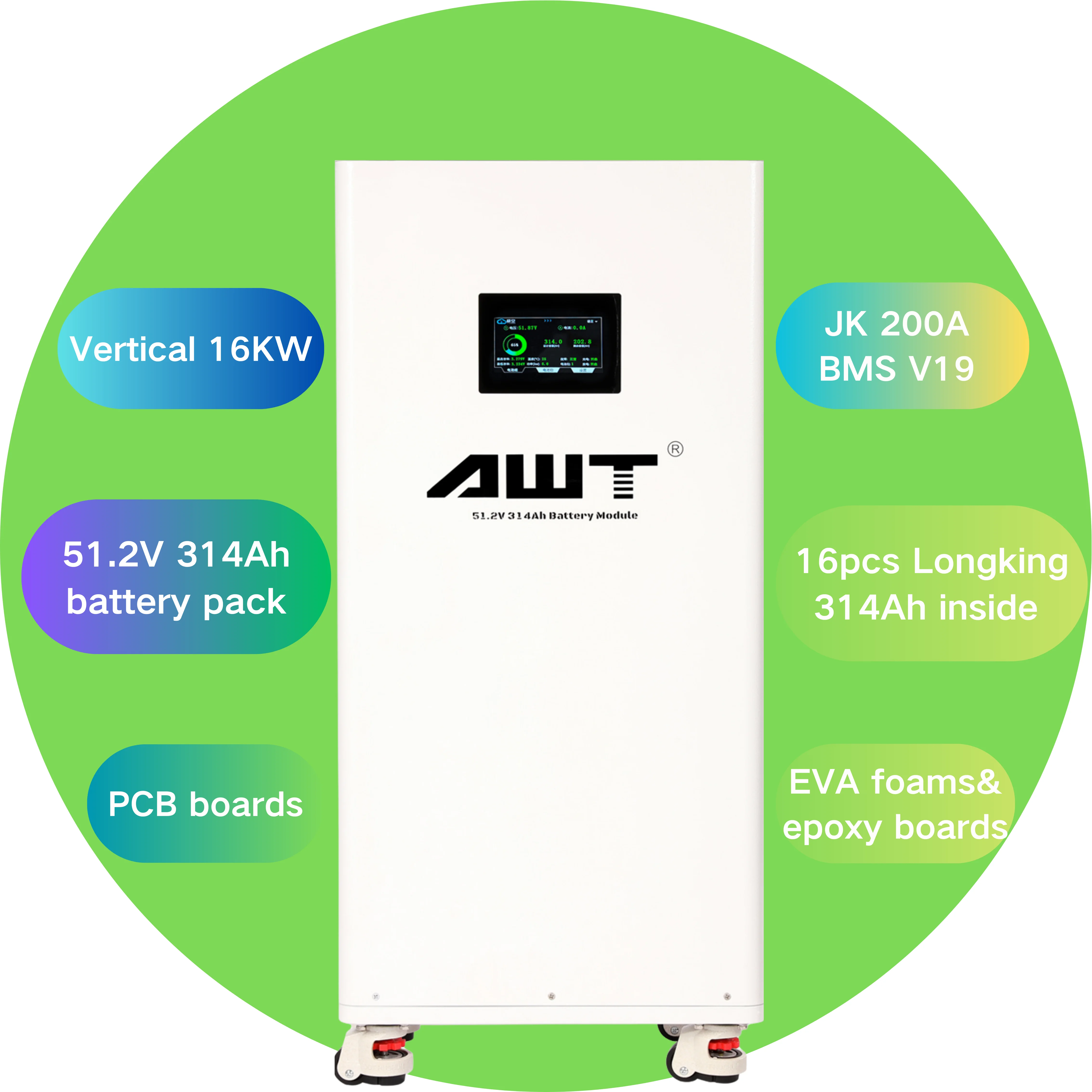 

Stock 15KW 16KW 51.2V 314Ah LiFePO4 Battery Pack 51.2V 300Ah 310Ah 320Ah 330Ah LiFePO4 Battery Pack Home Solar System
