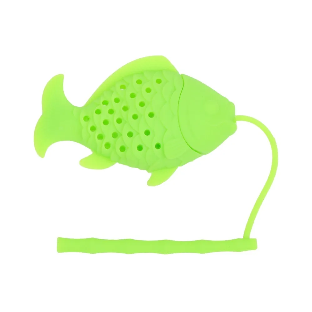 Food Grade Material Silicone Tea Infuser Fish Shape Design Yellow Color Loose Leaf Tea Strainer Loose Leaf Compatible