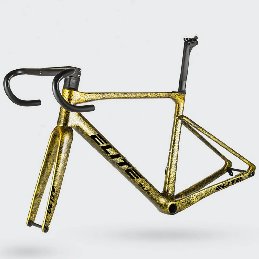 Neu Eingetroffen Ultraleichter 950g T1000 ELITE Carbon-Rennradrahmen Scheibenbremse Fahrradteil 47/49/51/54/56cm BB86 Vollständige HID-Kabelverbindung – Detail 7