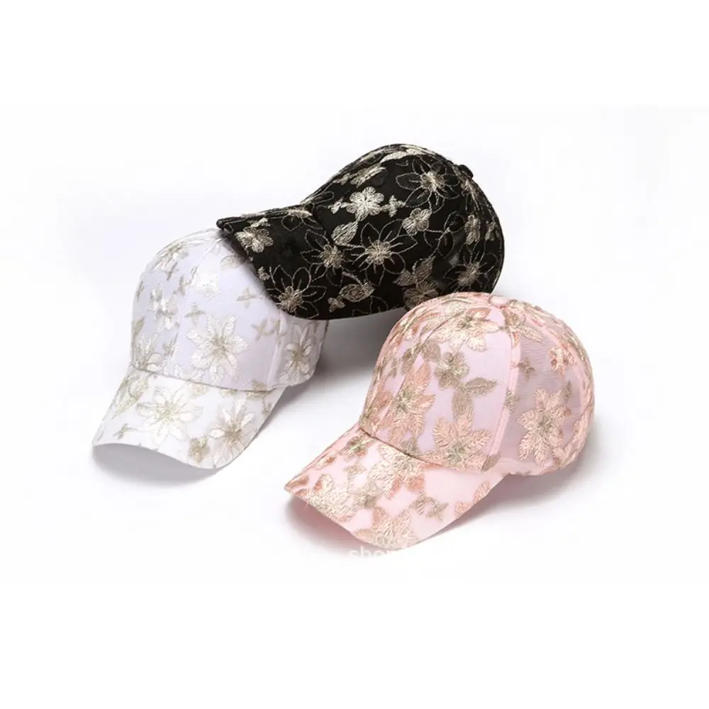 

Fashion Breathable Floral Lace Baseball Cap Hollow Adjustable Mesh Baseball Hat Outdoor Sun Hat For Women