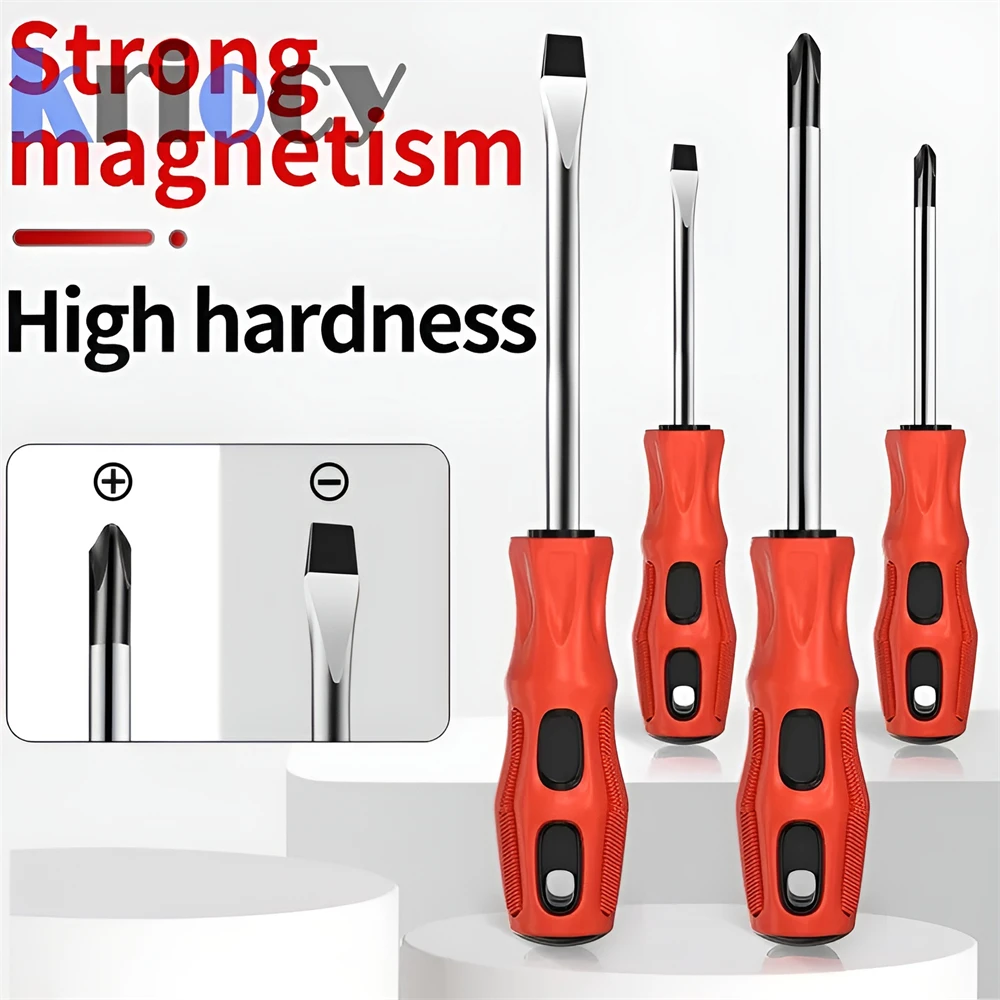 1/2PCS Magnetic Screwdriver Multifunctional Flat Head Cross Screwdriver Household Basic Anti Slip Manual Screw Drive Tool