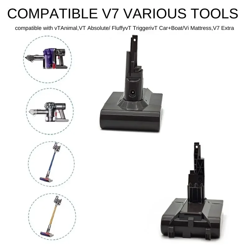 V7 Li-ion Replacement Battery Handheld Vacuum Cleaner 21.6V 12800mAh Li-ion Replacement Battery for Dyson V7 Trigger