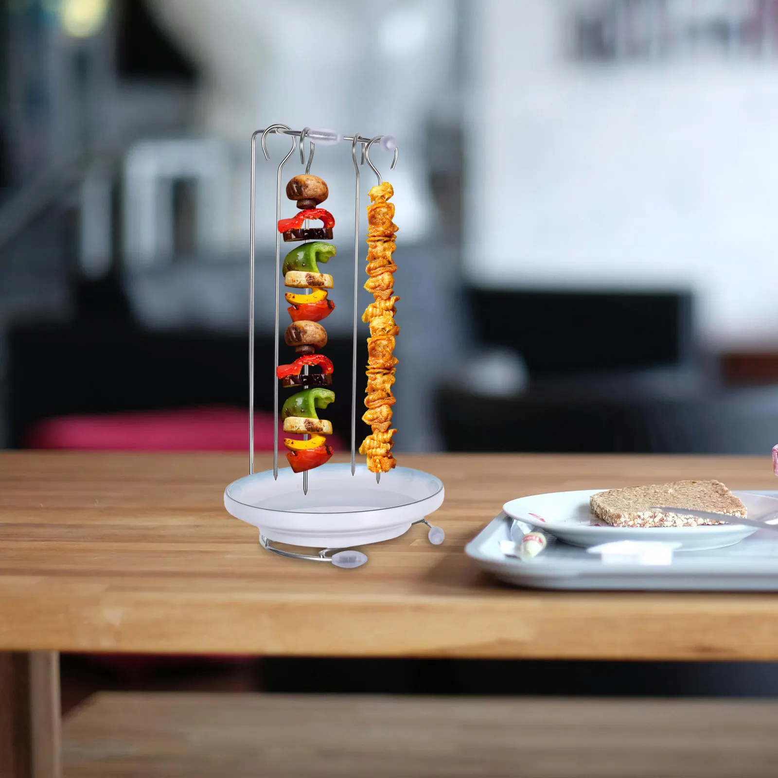 

1Set Bbq Skewer Rack Stainless Steel Hanger Stand Portable Vertical Skewer Holder Outdoor Grill Meat Vegetable