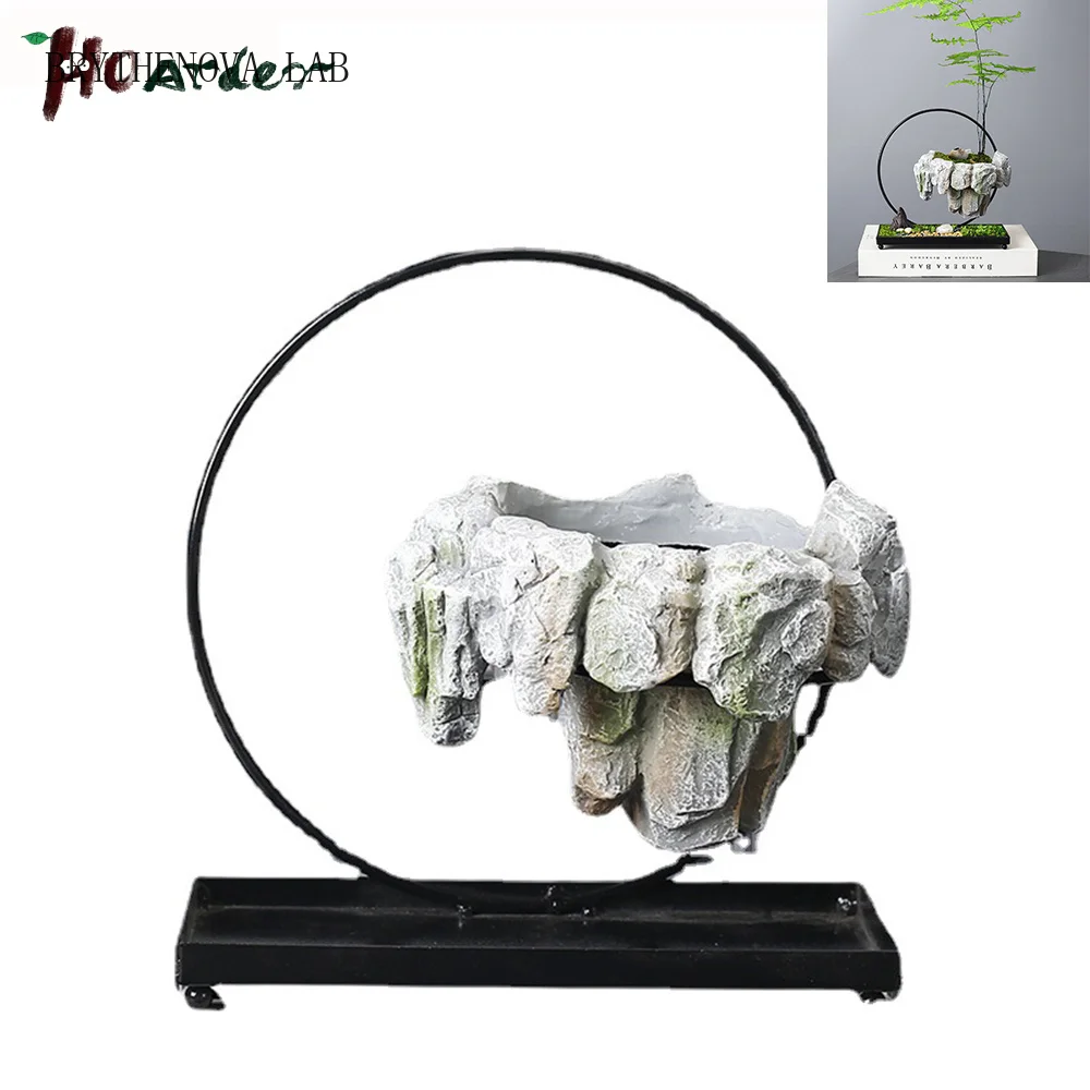 Chinese painting style Flowerpot Desktop decoration Glazed Flowerpot Classical Landscape Succulent Bonsai Flower Pot