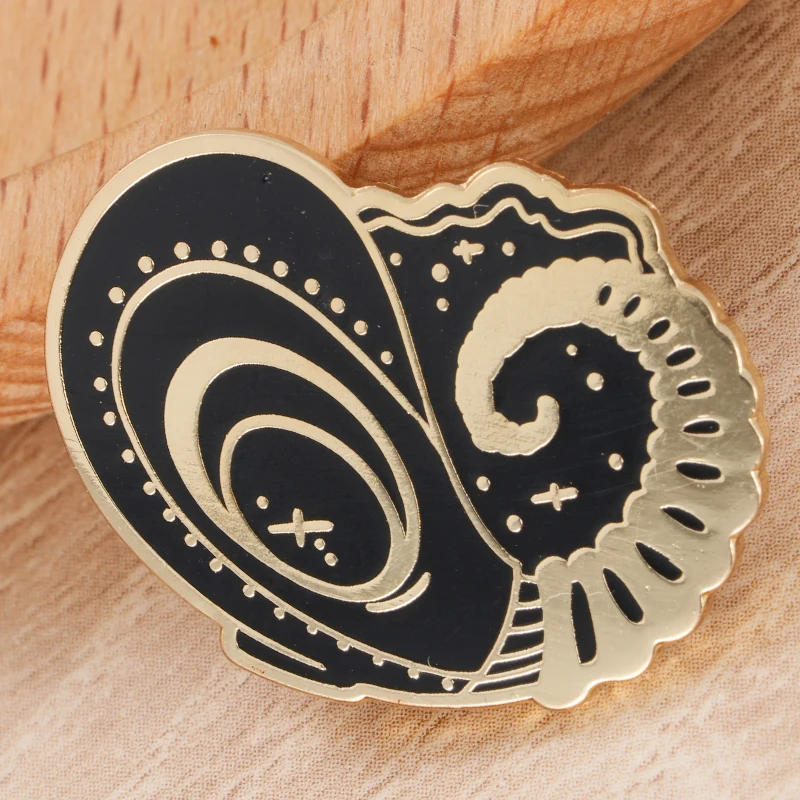 Dream Helm Spiral Copper Hard Enamel Brooch Sandman Sleep