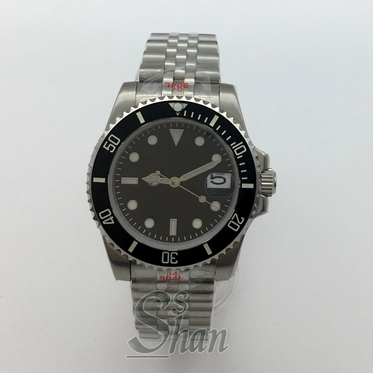 40mm ブラックとブルーのメンズ自動機械式ダイビングウォッチ NH35A PT5000 サファイアガラス ブルーグリーン照明付きダイヤルとベゼル