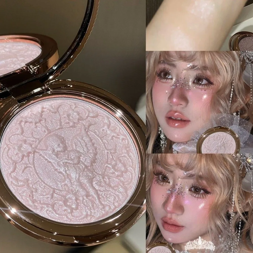 Sparkling Embossed Glitter Highlighter Brightening Lasting Pearlescent Highlighter Shimmer Waterproof Makeup Powder Palette